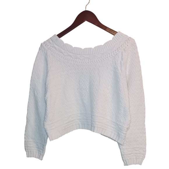 VINTAGE Women's Next Issue Medium White Knit Crop Top - Picture 1 of 3